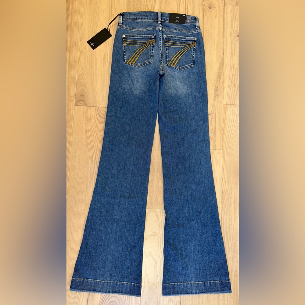 Long! 7 For All Mankind Dojo Original Jeans Women Flare Leg Trousers NWT Size 25 - Picture 7 of 13